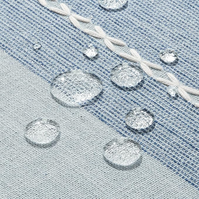 ZeeMart Contrast Linen Table Cloth Rectangle Table Cloths 60x104 Inch Blue, Farmhouse Style Heavy Weight Blue Tablecloth, Water Resistant Burlap Tablecloths