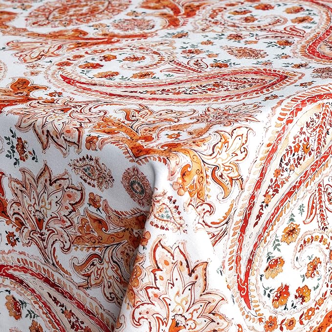 Maison d' Hermine Table Cloth Rectangle Table 100% Cotton 60 x 108 Inches Fall Tablecloth Reusable Everyday Use for Thanksgiving Christmas Decorations Dining Farmhouse Party (Orient)