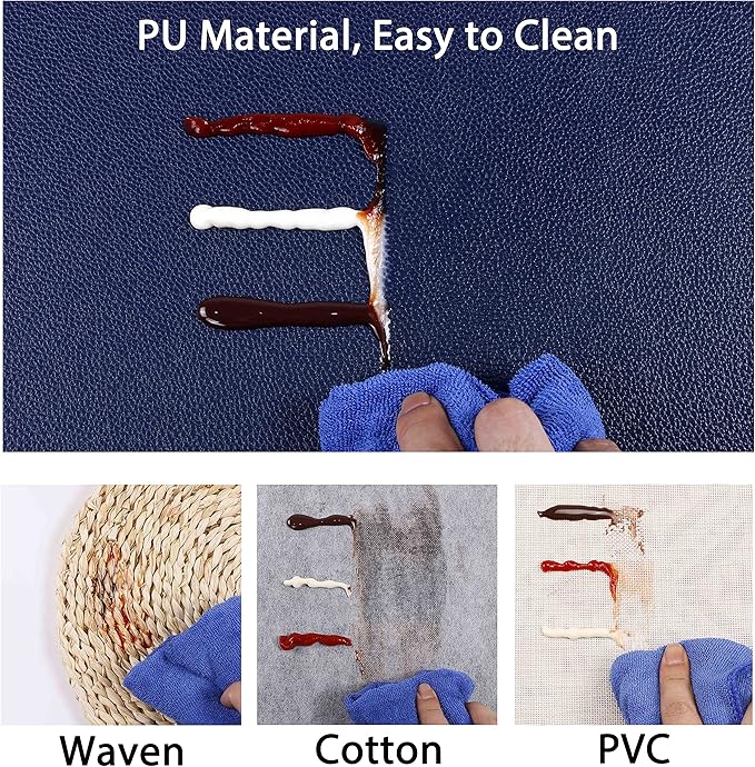 Set of 6 Faux Leather Placemats, PU Table Mats, Waterproof, Stain Resistant, Heat Resistant, Non-Slip Easy to Clean for Kitchen Dining Table,Conference Table