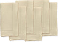 Solino Home Linen Cloth Napkins Set of 6-100% Pure Linen Beige Dinner Napkins 20 x 20 Inch for Spring, Easter - Classic Hemstitch, Handcrafted and Machine Washable