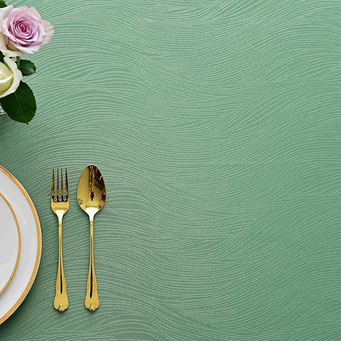 maxmill Jacquard Tablecloth Swirl Design Spillproof Wrinkle Free Heavy Weight Soft Table Cloth Decorative Fabric Table Cover for Outdoor and Indoor Use Square 60 x 60 Inch Sage Green