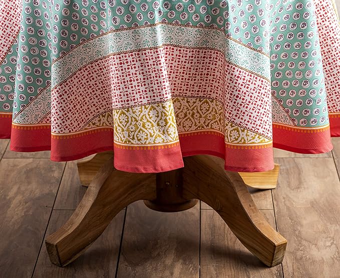Maison d' Hermine Table Cloth Round Table 100% Cotton 69 Round Inches Tablecloth Reusable Decorative for Dining Room Farmhouse Home Valentines Day Decorations Spring Summer - Provence