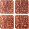 Austin Map Coaster by O3 Design Studio, Set Of 4, Sapele Wooden Coaster With City Map, Handmade