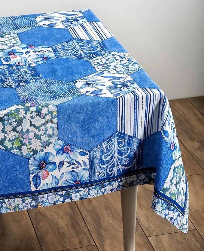 Maison d' Hermine Table Cloth Rectangle Table 100% Cotton 54 x 72 Inches Tablecloth Reusable Decorative for Dining Room Farmhouse Home Valentines Day Decorations Spring Summer - Summer Blues
