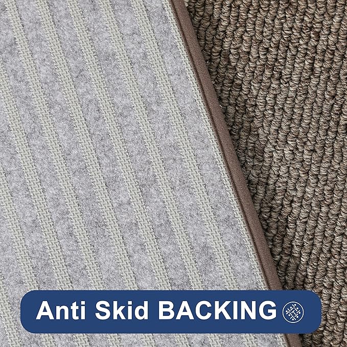 COSY HOMEER Kitchen Rugs Non-Slip 24x35/24x60 Inch Thick Polypropylene Standing Mat for Home Machine Washable, Brown Frame