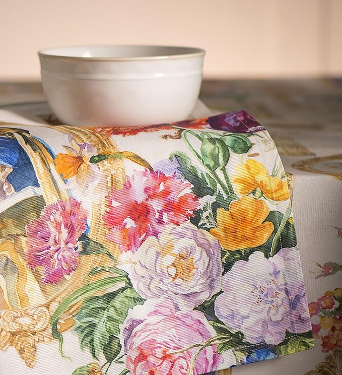 Maison d' Hermine Cloth Napkins Set of 4 100% Cotton Everyday Reusable Square Napkins Cloth Washable Dinner Party Wedding Restaurant Valentines Day Decorations Spring/Summer (Masterpiece, 20" x 20")