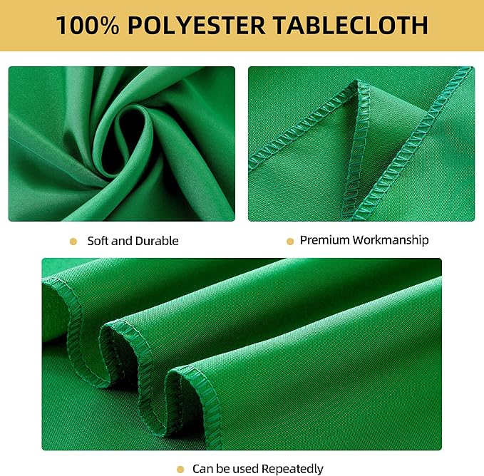 2-Pack 90x156 inch Forest Green Table Cloths, Solid Stain and Wrinkle Resistant Oblong Tablecloth, Premium Plain Weave Polyester Fabric Rectangle Table Linen Covers for Hotel, Banquet