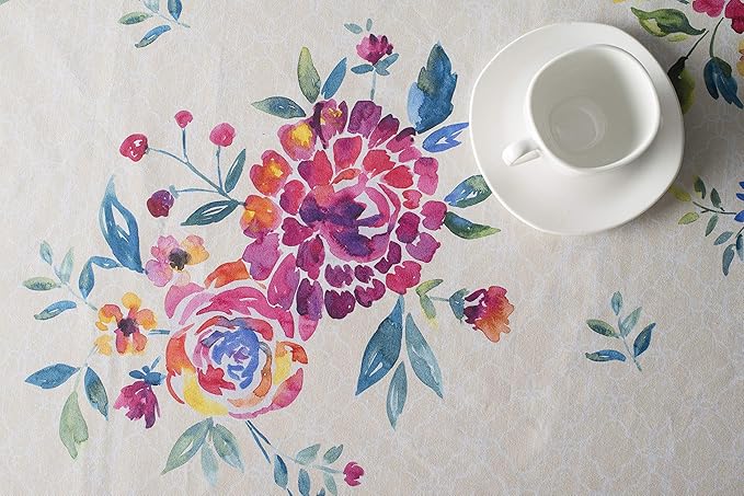 Maison d' Hermine Table Cloth Rectangle Table 100% Cotton 60 x 90 Inches Tablecloth Reusable Decorative for Dining Room Farmhouse Home Valentines Day Decorations Spring Summer - Rose Garden