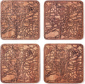 Prague Map Coaster by O3 Design Studio, Set Of 4, Sapele Wooden Coaster With City Map, Handmade