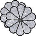 Washable Waterproof Diamond Circle Placemats for Round Tablescape Decor for Dinner and Kitchen Bling Placemats for Weddings & Special Events -2 PCS (Silver and Black)