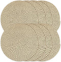 Kochorie Set of 8 Woven Cotton Round Placemats, 13 Inch Boho Table Place Mats for Kitchen and Dining Table, Farmhouse Heat Resistant Washable Trivets, Fall Thanksgiving Christmas Décor (Brown)