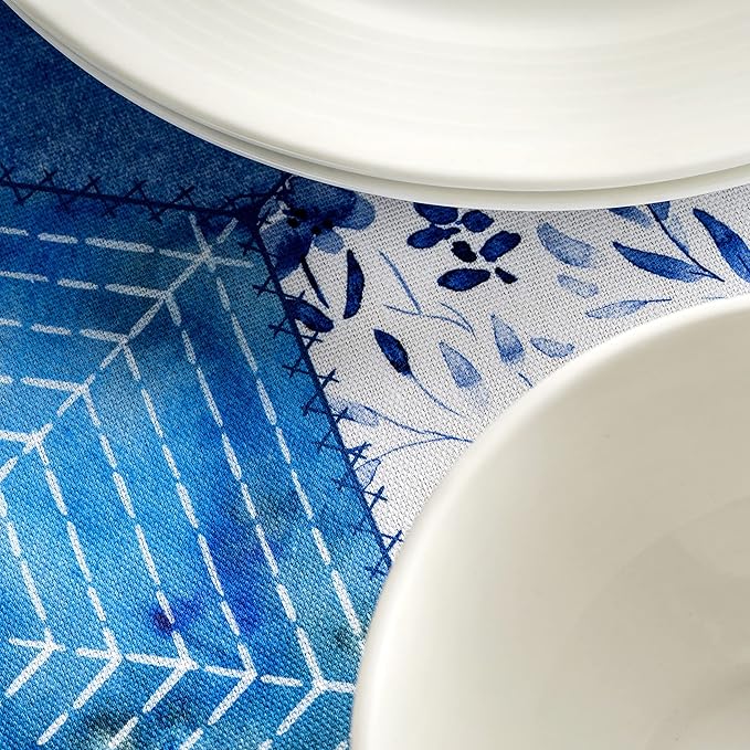 Maison d' Hermine Table Cloth Round Table 100% Cotton 69 Round Inches Tablecloth Reusable Decorative for Dining Room Farmhouse Home Valentines Day Decorations Spring Summer - Summer Blues