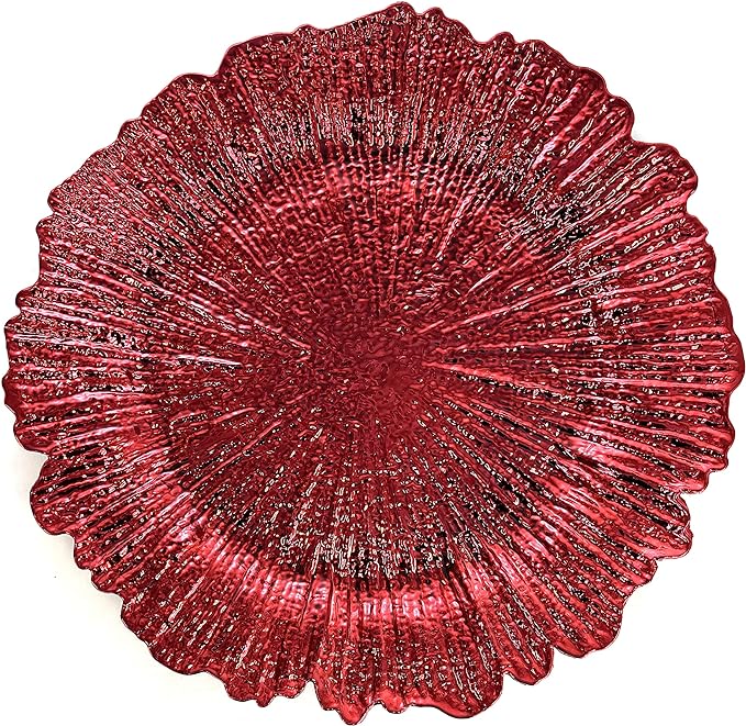 allgala 13-Inch 6-Pack Heavy Quality Round Charger Plates-Reef Red-HD80339