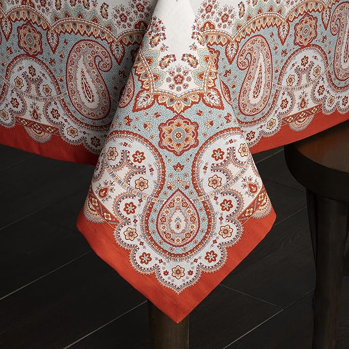 Maison d' Hermine Table Cloth Rectangle Table 100% Cotton 70 x 120 Inches Fall Tablecloth Reusable Everyday Use for Thanksgiving Christmas Decorations Dining Farmhouse Party (Cachemire)