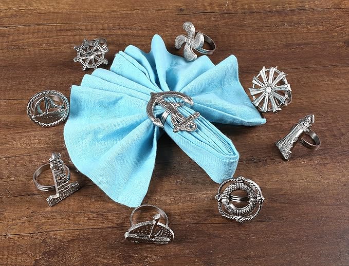 ALPHA Living HOME Elegant Napkin Rings Set of 12 - Crafted Lightweight with Antique Finish, Ideal Décor for Weddings, Family Gatherings, Formal Dinners, Banquets & Everyday Dining (Silver)