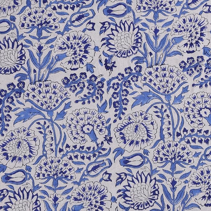 ATOSII Indigo Bloom 100% Cotton Rectangle Fall Tablecloth, Handblock Floral Linen Table Cloth for Dining Table I Parties Christmas Thanksgiving Grand Millennial Home Decor 72 X 120 Inches I 10 Seater