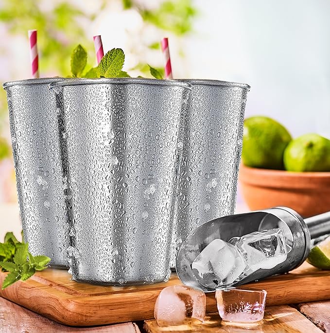 Stainless Steel Pint Cups Water Tumblers 16 oz - Unbreakable, BPA Free, Stackable Premium Quality 18/18 Metal Drinking glasses for Home & Outdoor Activities, Picnic, Travel & Camping (4-Pack)