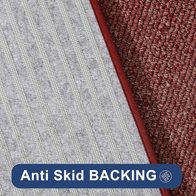 COSY HOMEER Kitchen Rugs Non-Slip 24x35/24x60 Inch Thick Polypropylene Standing Mat for Home Machine Washable, Red Frame