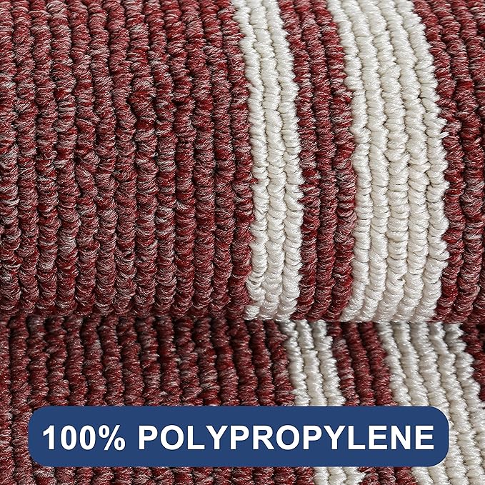 COSY HOMEER Kitchen Rugs Non-Slip 20" x30/20 x48 Inch Thick Polypropylene Standing Mat for Home Machine Washable, Red Frame