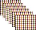 Urban Villa HarvestPlacemats for Dining Set of 6 Over Sized 14''x 20'' Buffalo Check Plaid 100% Cotton Thanks Giving Placemats FallPlacemats Everyday Use Heavier Quality