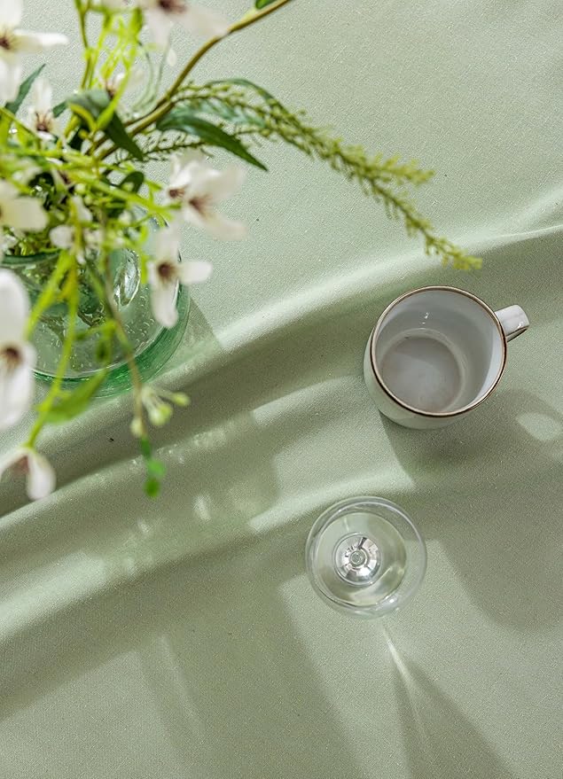 Sage Green Linen Table Cloths for Rectangle Tables Farmhouse Neutral Tablecloth Rectangular Kitchen Decoration Dining Table Cover Washable 60x104