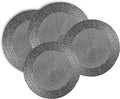Lightnpro Beaded Placemats Set of 4 - Round Table Chargers - Handmade Rustic Glam Dining Table Mats - Elegant Silver Decorative Placemats for Holidays, Parties & Special Events - 13 Inch Mercury