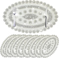 Sparkling Silver Diamond Placemats Bling Oval Place Mat Heat Elegant Table Decor for Weddings, Holidays, and Special Events (15x9 Inch)-8 PCS