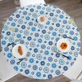 Walrus Round Vinyl Fitted Tablecloth with Flannel Backing Elastic Edge Design Table Cover Waterproof Oil-Proof PVC Table Cloth Stain-Resistant Best for 57"-66" Round