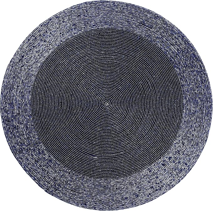 Lightnpro Farmhouse Beaded Placemats Set of 4 - Round Table Chargers - Decorative Handmade Beaded Placemats by Skilled Artisans - Elegant Table Décor for Dining & Special Occasions - 13 Inch Navy