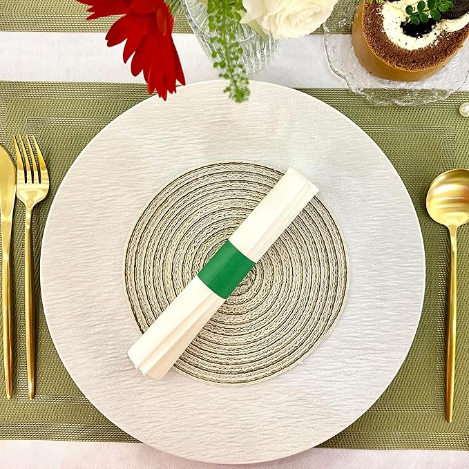 Germiwipe 2500 Pcs Green Napkin Bands,Paper Napkin Rings Self-Adhesive,Silverware Wraps Bands, Perfect for Birthday Parties, Weddings, Family Reunion & Events