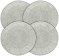 Lightnpro Beaded Placemats Set of 4 - ound Farmhouse Charger Mats - Handcrafted Decorative Glitz Table Placemats for Dinner Parties, Holidays, Weddings & Elegant Dining Décor - 13 Inch Silver
