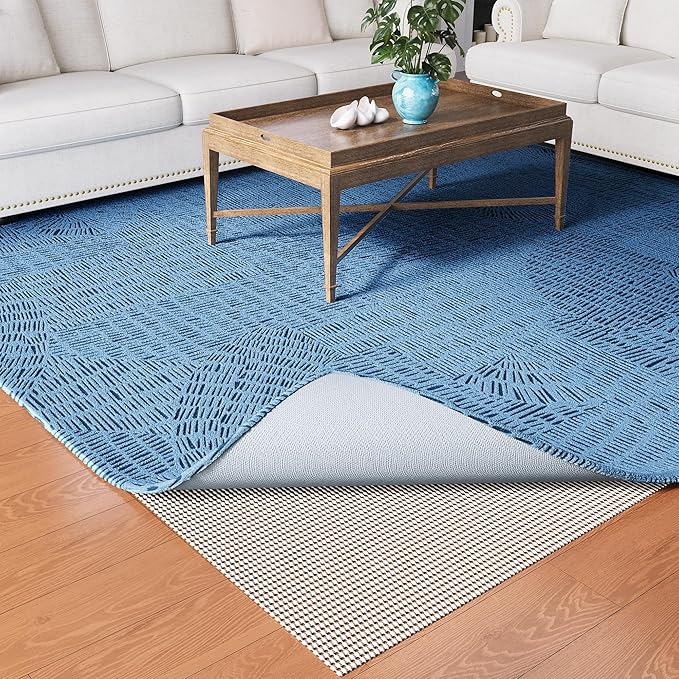Non-Slip Rug Pad Gripper Round 8 Feet, Anti Skid Mat for Under Area Rugs, Keeps Rugs in Position and Safe, Thick Cushioned Carpet Pad for Hardwood Floors Protection