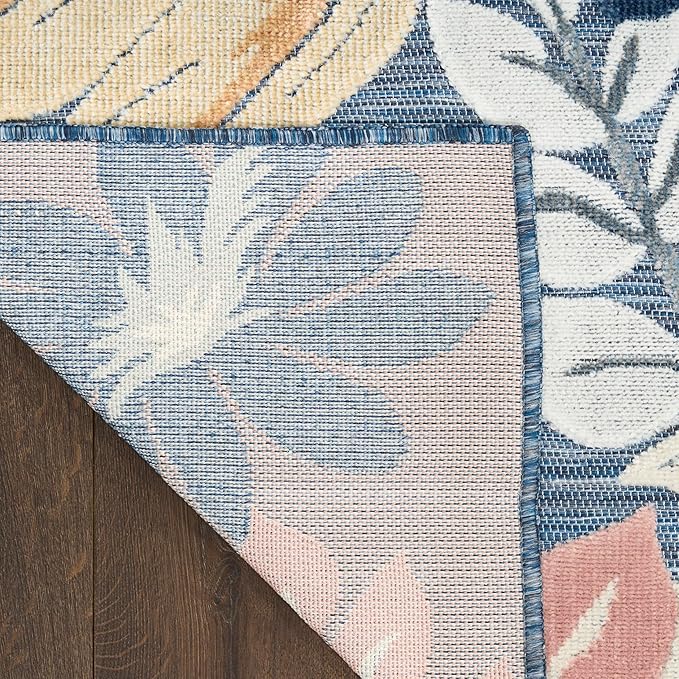 Nourison Home Suncoast Denim Multi 4' x 6' Area Rug - Easy Clean, Non Shedding, Bed Room, Living Room, Dining Room, Kitchen (4' x 6')
