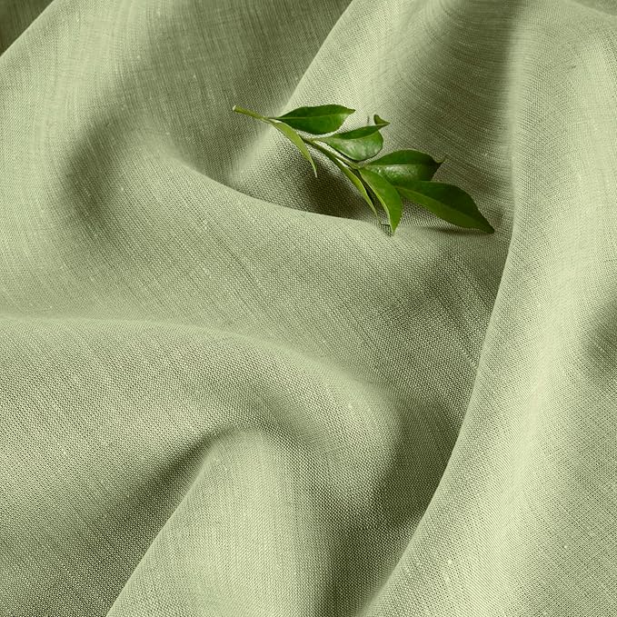 Solino Home Linen Cloth Placemats Set of 4-100% Pure Linen Chambray Olive Placemats 14 x 19 Inch for Spring, St Patricks Day - Athena