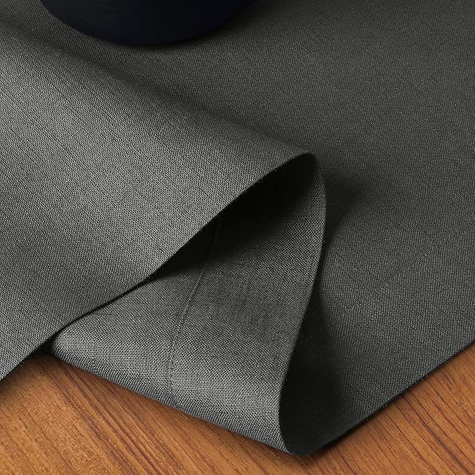 D'Moksha Homes Linen Charcoal Grey Table Runner 120 Inches Long - 100% Pure Linen Dining Table Runner 14 x 120 Inch for Spring, Easter - Machine Washable