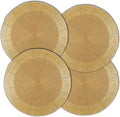 Lightnpro Champagne Beaded Placemats Set of 4-13 Inch Round Handmade Table Chargers - Rustic Farmhouse Glitz Table Décor for Dining, Christmas, Thanksgiving, Easter, Parties & Celebrations