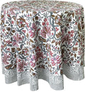 ATOSII Eden Multicolor 100% Cotton Round Tablecloth, Handblock Print Floral Table Cloth for Kitchen Dining Linen I Parties, Weddings, Outdoors, Holidays I Fall Home Decor 90" Inches Round