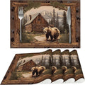 Bear Placemats Set of 4 Washable Table Place Mats for Dining Kitchen Party Decor