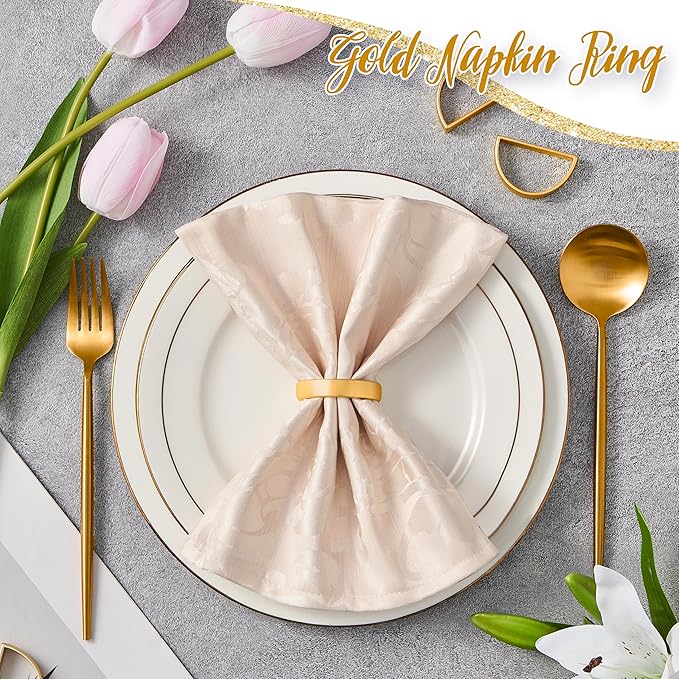 APTWOW Gold Napkin Rings Set of 200, Semicircle Metal Gold Napkin Holder Buckles, Easter Napkins Rings, Napkins Rings for Dinner Table Decor, Wedding, Banquet, Party