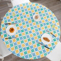 Walrus Round Vinyl Fitted Tablecloth with Flannel Backing Elastic Edge Design Table Cover Waterproof Oil-Proof PVC Table Cloth Stain-Resistant Best for 37"-44" Round