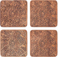 Brussels Map Coaster by O3 Design Studio, Set Of 4, Sapele Wooden Coaster With City Map, Handmade